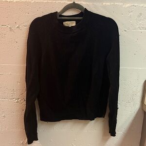Sézane Black ribbed sweater with sleeve detail
